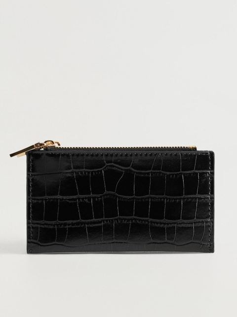 

MANGO Black Croc Textured Coin Purse
