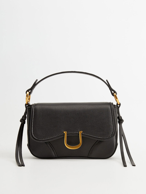 

MANGO Black Solid Satchel