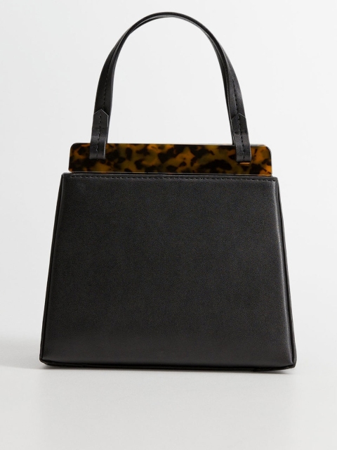 

MANGO Black & Brown Solid Handheld Bag with Detachable Sling Strap