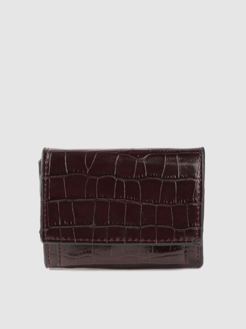 

MANGO Women Burgundy Croc Textured Two Fold Wallet