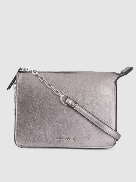 

MANGO Gunmetal-Toned Solid Sling Bag, Metallic