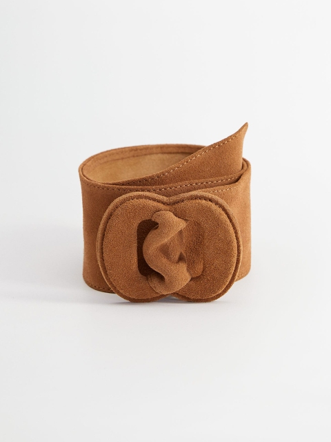 

MANGO Women Brown Solid Wide Belt