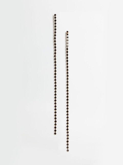

MANGO Black & Gold-Toned Stone-Studded Contemporary Drop Earrings