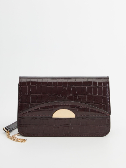 

MANGO Burgundy Croc Textured Sling Bag