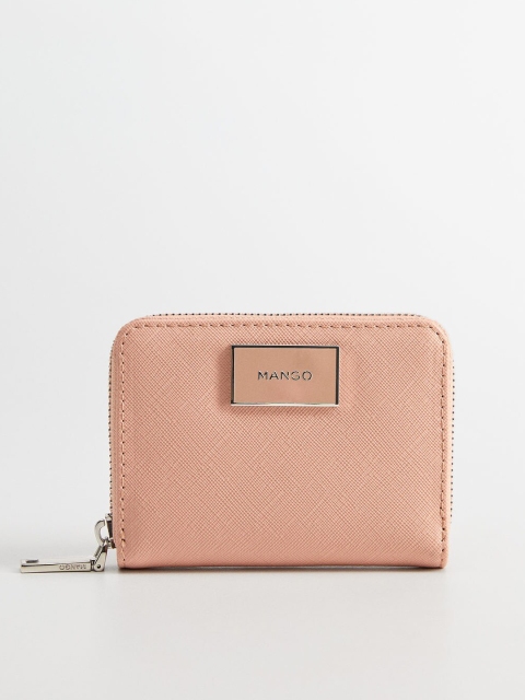 

MANGO Women Peach-Coloured Solid Zip Around Wallet