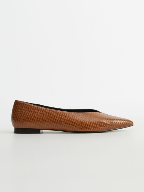 

MANGO Women Brown Snakeskin Textured Ballerinas