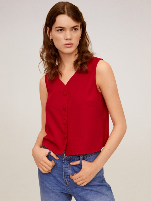 

MANGO Women Red Solid Top