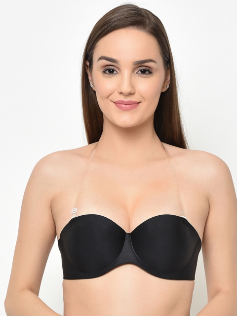 

Da Intimo Black Solid Non-Wired Lightly Padded Bandeau Bra DI-1261