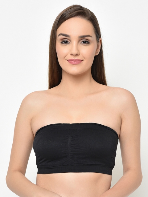 

Da Intimo Black Solid Lightly Padded Non-Wired Bandeau Bra DI-1257