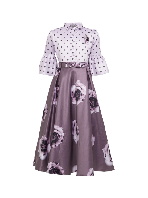 

Tiny Baby Girls Mauve & White Printed Maxi Dress