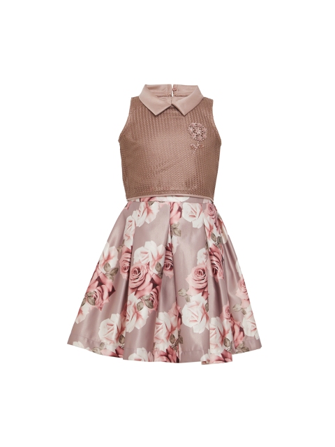

Tiny Baby Girls Beige Floral Print Fit and Flare Dress
