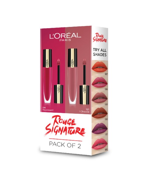 

LOreal Paris Rouge Signature Pack of 2 Lipsticks, Pink