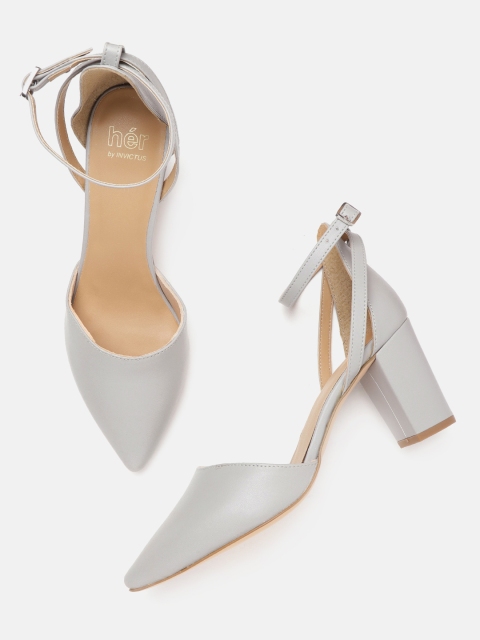 

her by invictus Women Grey Solid Mid-Top Cushioned Pumps
