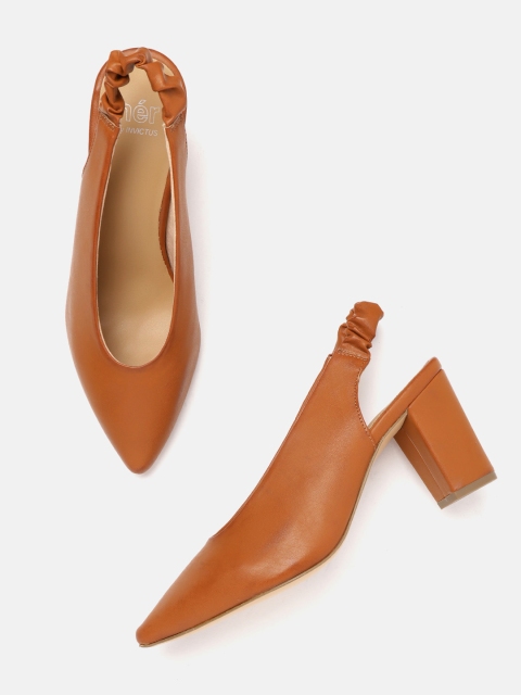 

her by invictus Women Tan Brown Solid Cushioned Pumps