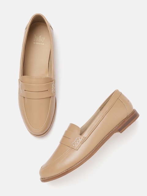 

her by invictus Women Beige Penny Cushioned Loafers