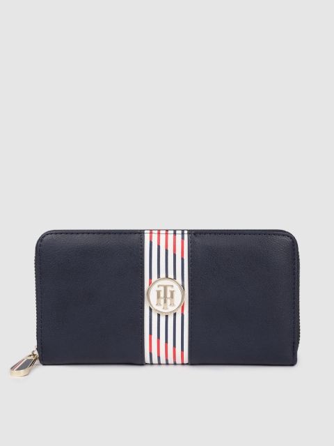 

Tommy Hilfiger Women Navy Blue Striped Zip Around Wallet