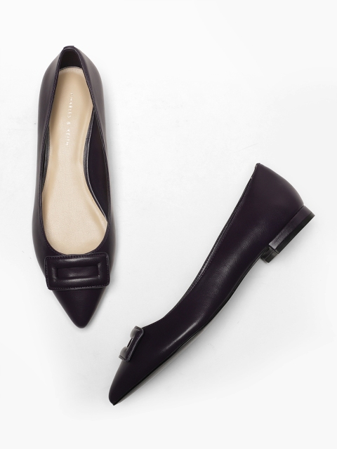 

CHARLES & KEITH Women Black Solid Ballerinas