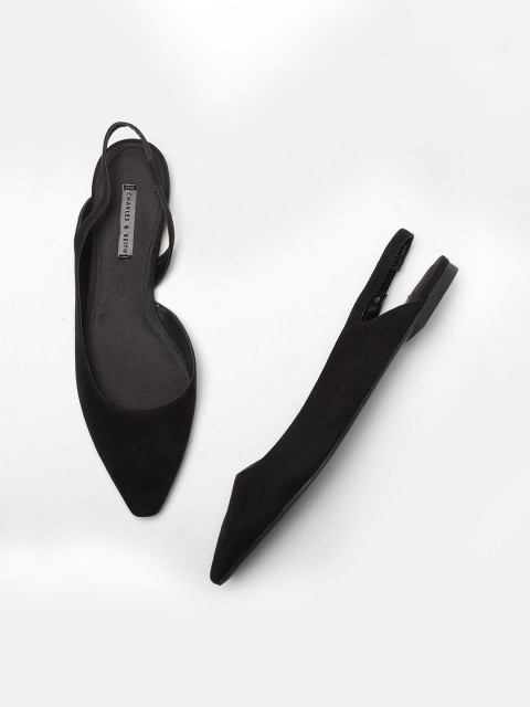 

CHARLES & KEITH Women Black Solid Ballerinas