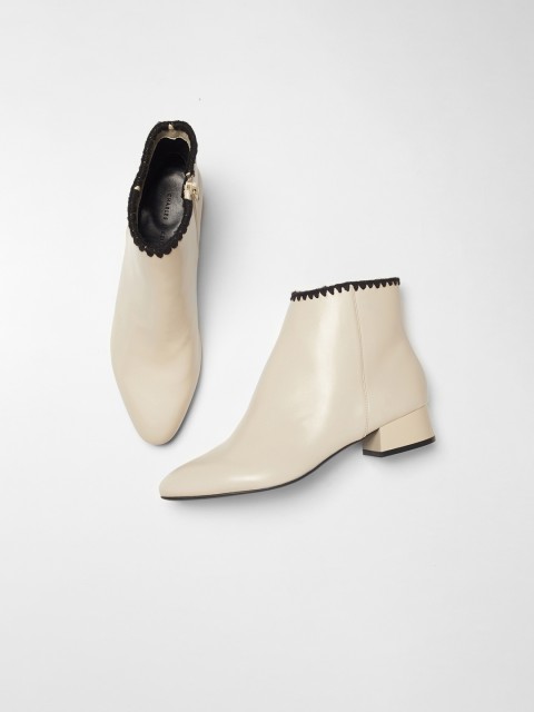 

CHARLES & KEITH Women White Solid Heeled Boots