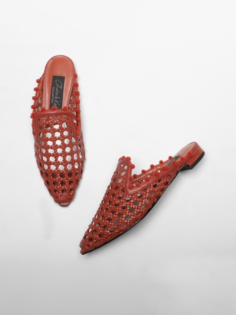 

CHARLES & KEITH Women Brick Red Woven Design Mules