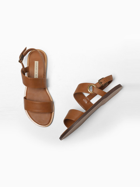 

CHARLES & KEITH Women Brown Solid Open Toe Flats