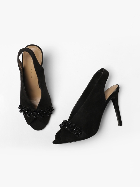 

CHARLES & KEITH Women Black Solid Peep Toes