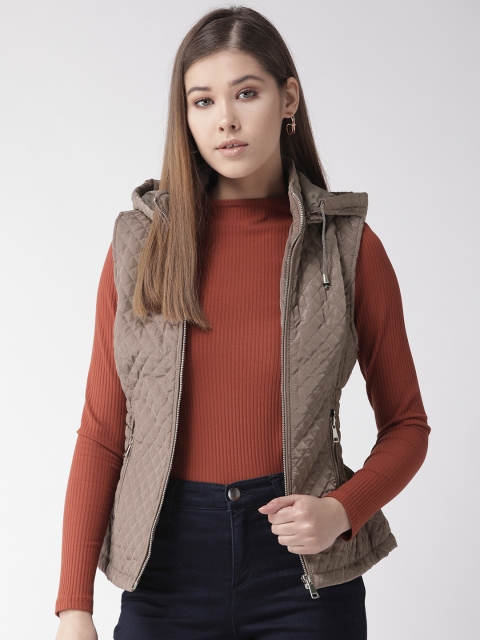 

Xpose Women Brown Solid Lightweight Quilted Jacket