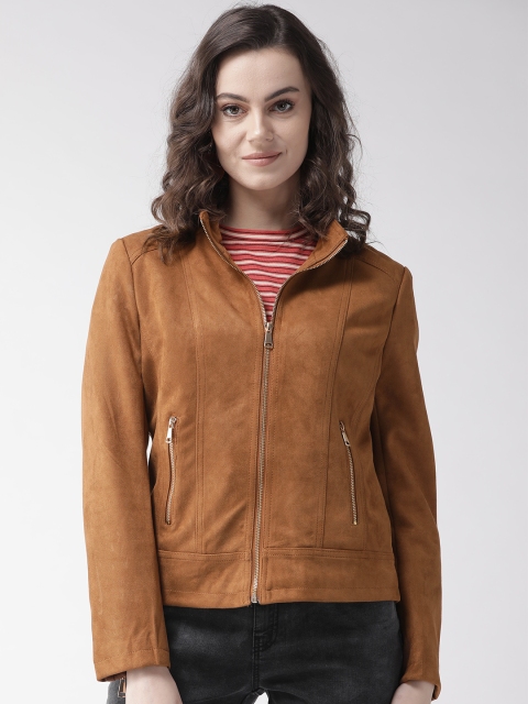 

Xpose Women Brown Suede Solid Tailored Jacket