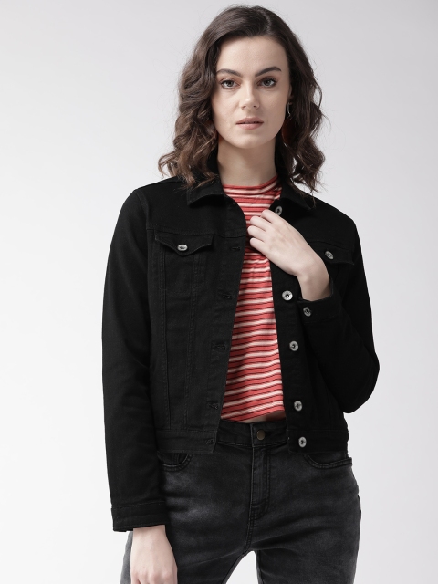 

Xpose Women Black Solid Denim Jacket