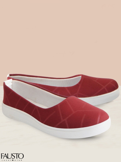 

FAUSTO Women Maroon Slip-On Sneakers