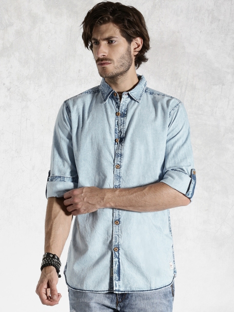 

Roadster Blue Washed Denim Casual Shirt