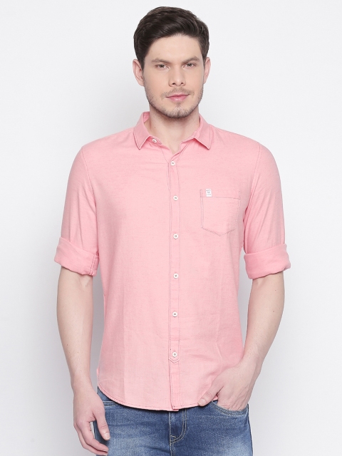 

Mufti Men Pink Slim Fit Solid Casual Shirt