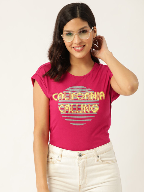 

DressBerry Women Pink Printed Styled Back Top