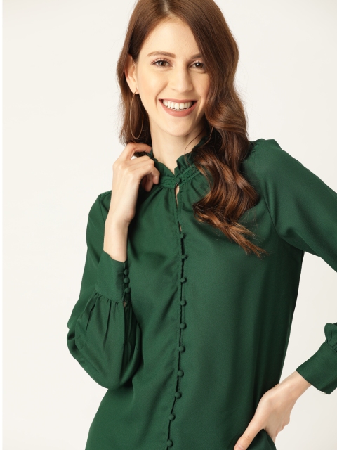 

DressBerry Women Green Regular Fit Solid Casual Shirt