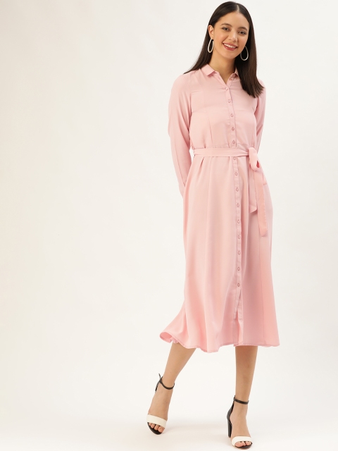 

DressBerry Women Pink Solid Shirt Dress