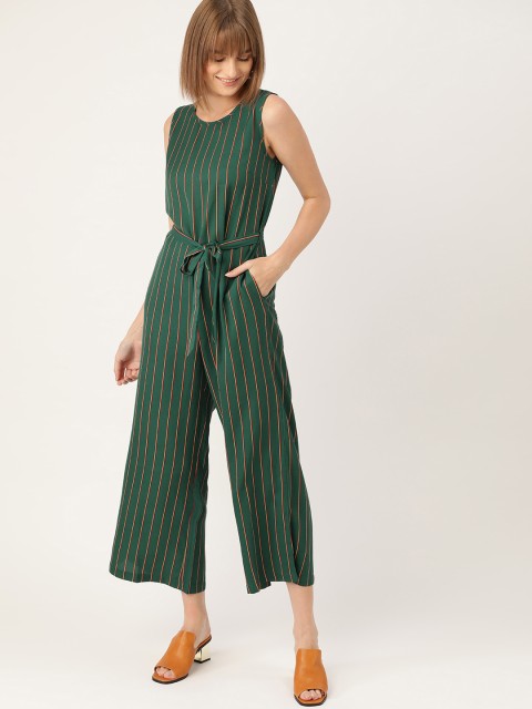 

DressBerry Women Green & Red Striped Basic Jumpsuit