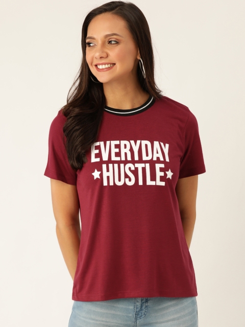 

DressBerry Women Olive Green Printed Round Neck T-shirt