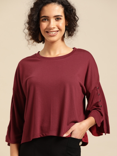 

DressBerry Women Maroon Solid Top