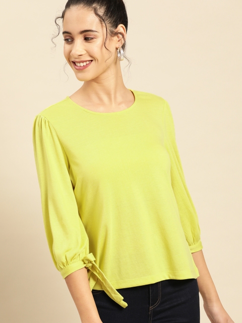 

DressBerry Women Lime Green Solid Top