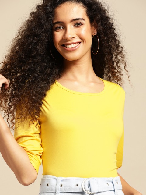 

DressBerry Women Yellow Solid Top