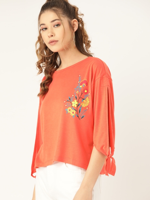 

DressBerry Women Coral Orange Solid Top