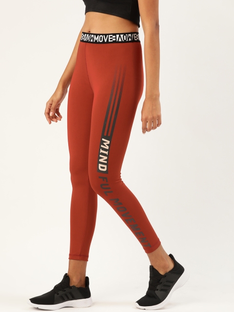 

DressBerry Women Rust Red Printed Detail Tights