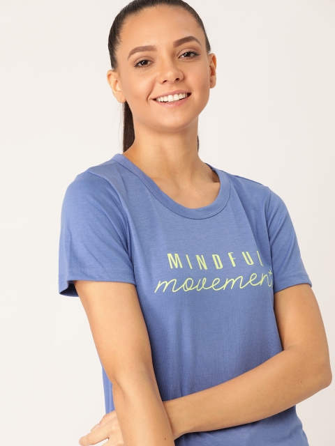 

DressBerry Women Blue & Green Printed Round Neck T-shirt