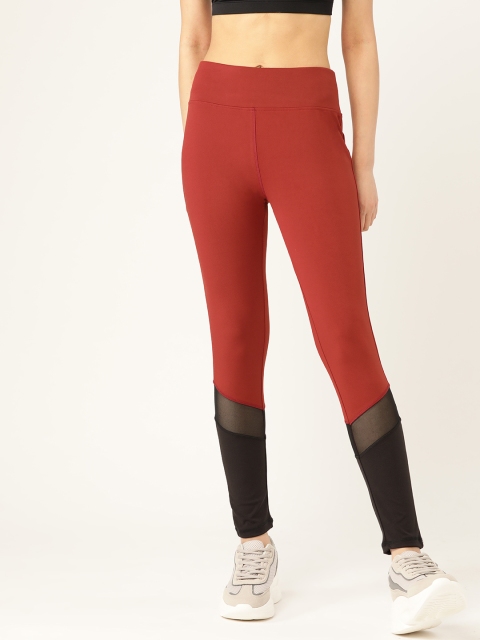 

DressBerry Women Rust Red & Black Colourblocked Tights