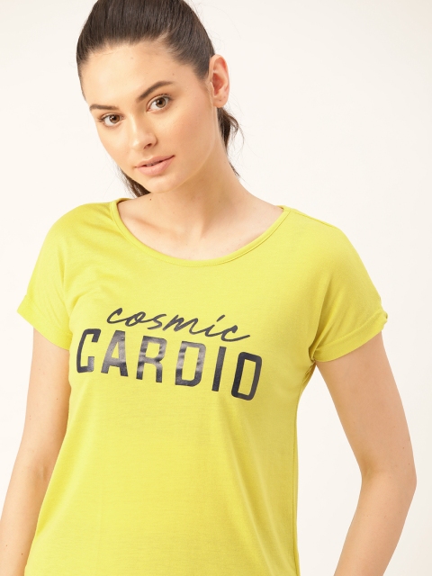 

DressBerry Women Lime Green & Navy Blue Printed Round Neck T-shirt