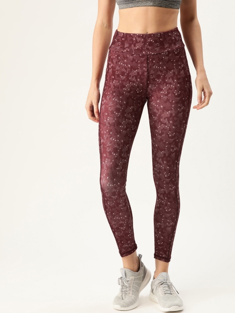 

DressBerry Women Maroon & White Printed Tights