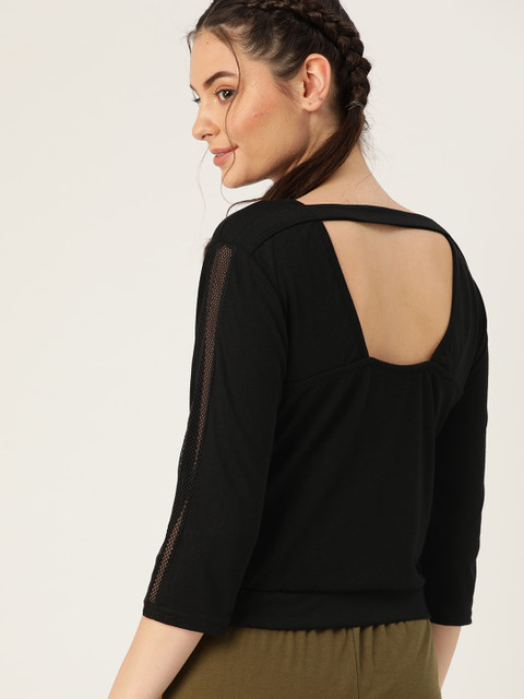 

DressBerry Women Black Solid Styled Back Top