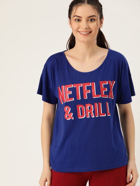 

DressBerry Women Navy Blue & Red Printed Round Neck T-shirt