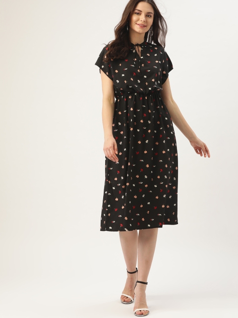 

DressBerry Women Black & White Printed A-Line Dress