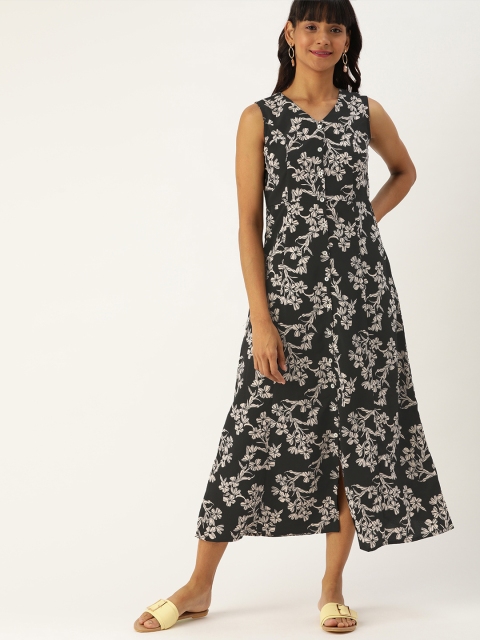 

DressBerry Women Black & White Printed A-Line Dress